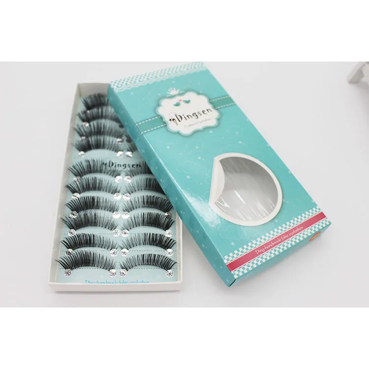 Dingsen False Eyelashes Factory Wholesale Eye Tail Thick Eyelashes 10 Par av populära skönhetsverktyg kan anpassas