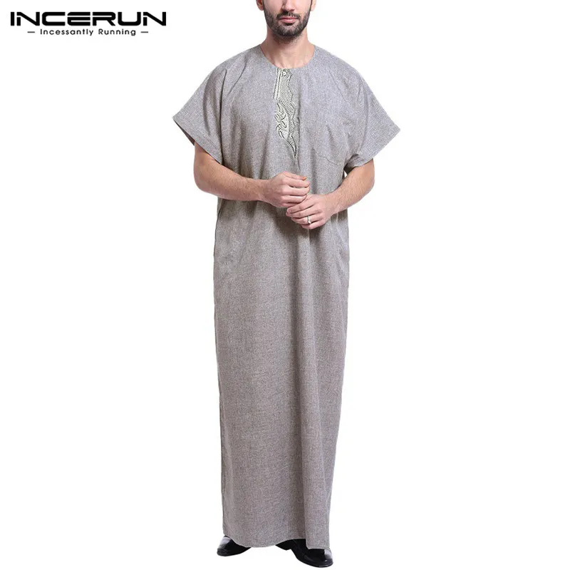 Incerun muslimska kaftan män tryckt kort ärm vintage kläder lösa dubai saudiarabien islamiska kläder abaya män jubba thobe s-5xl225p