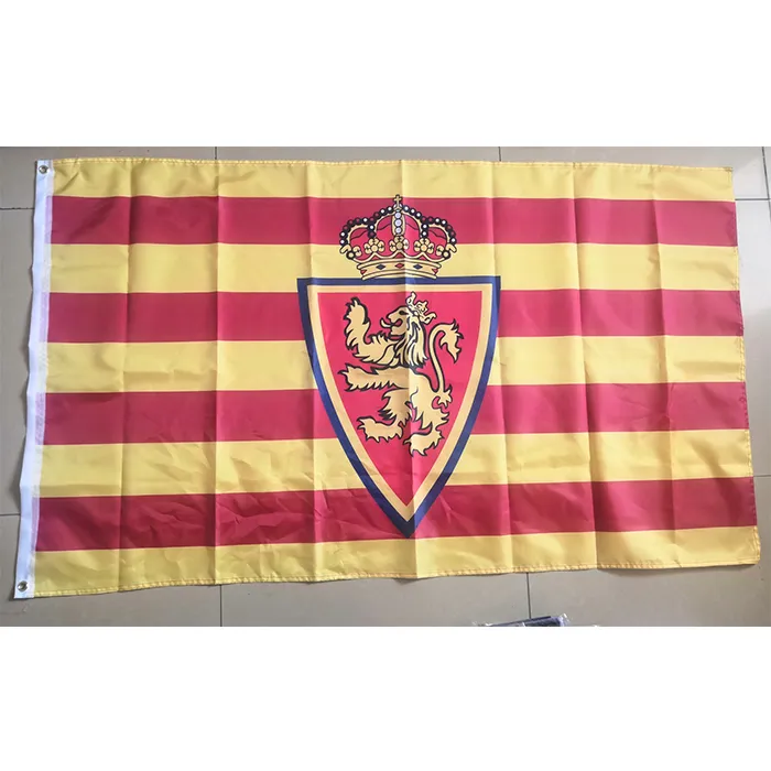 Espagnol Real Saragosse Drapeaux Bannières National Hanging Flying Polyester d'impression numérique de haute qualité, utilisation intérieure extérieure, expédition de baisse