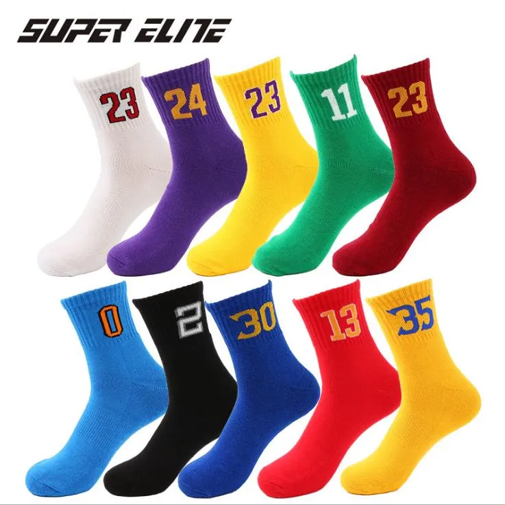 All-Cotton Men's Socks Team Digital Socks Heren Pure Katoenen Handdoek Bodem Schokdemper Basketbal Sokken Elite