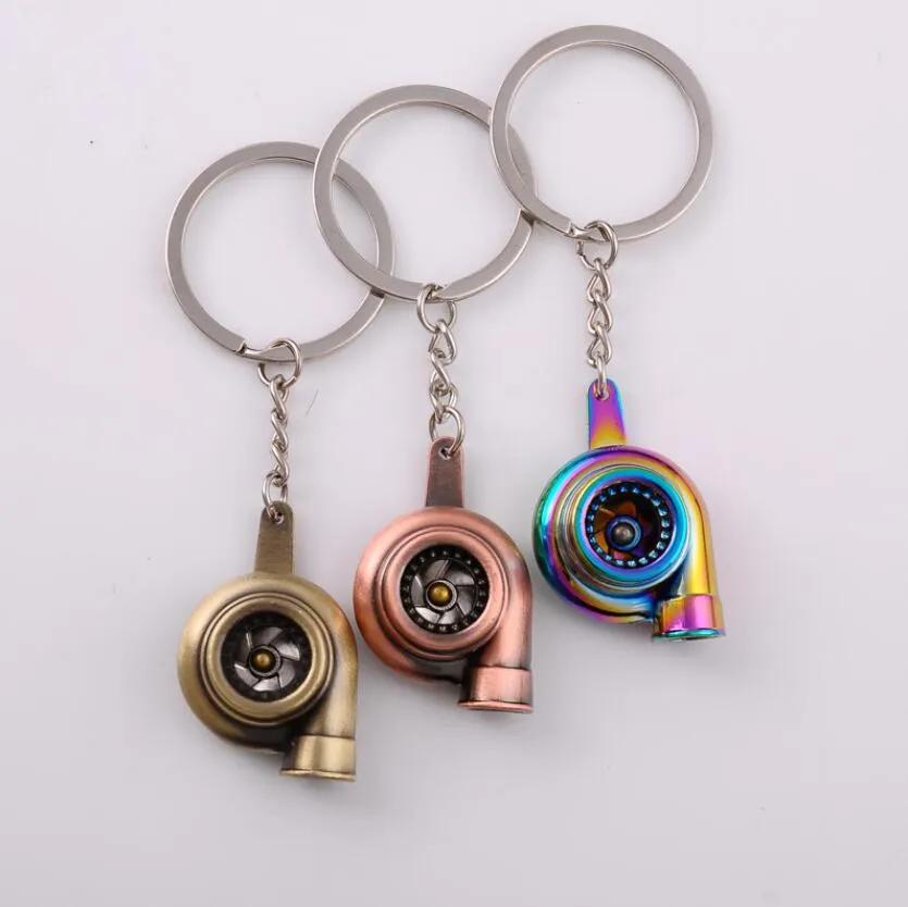 Whistle Sound Turbo Keychain Sleeve Bearing Spinning Auto Part Model Turbine Turbocharger Key Chain Ring Keyfob Keyring Free Shipping