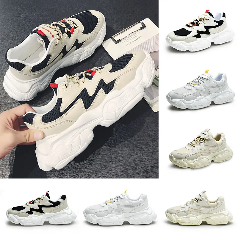 Partihandel 2020 Mens Running Skor Cool Svart Vit Fashion Creepers Pappa Högkvalitativa Män Kvinnor Running Trainer Sport Sneakers 39-44