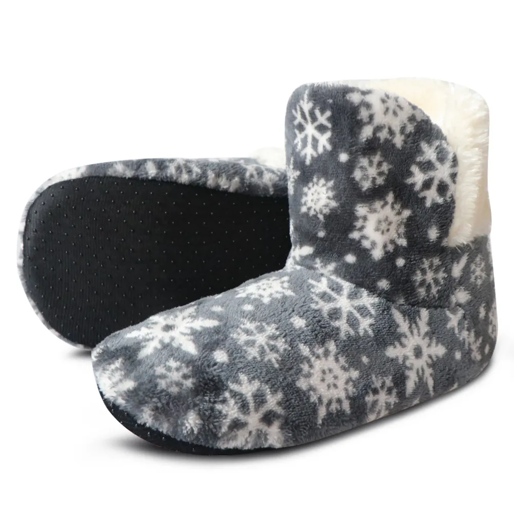 Moda coperta calde pantofole donne Fur diapositive di Natale Pantofole femminile del fiocco di neve la casa scarpe da donna Pantofole