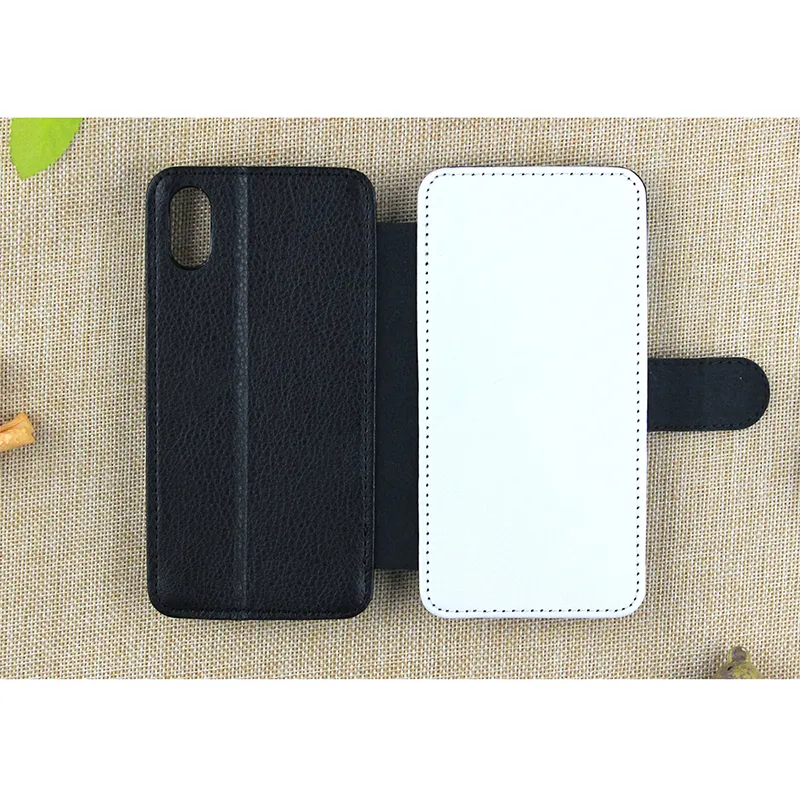 Couverture de téléphone arrière en cuir de sublimation vierge en gros pour iPhone X 7 7 Plus Image personnalisée Flip PU Wallet Cell Phone Case