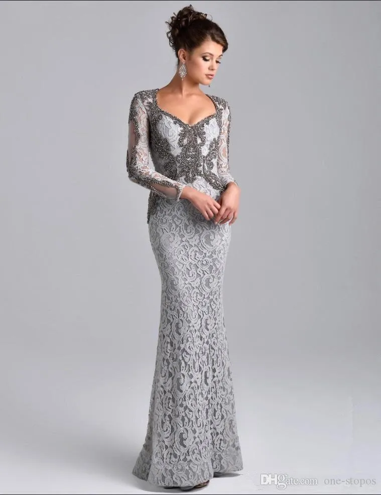 Modest Long Sleeve Mother Of The Bride Dresses Lace Appliqued Sequins Beaded Long Mother Formal Party Dresses Evening Gowns192t