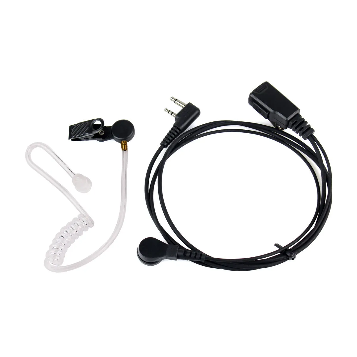 HQRP 2-Pack Acoustic Tube Earpiece With PTT Mic For ICOM Radios - Hands-Free Headset