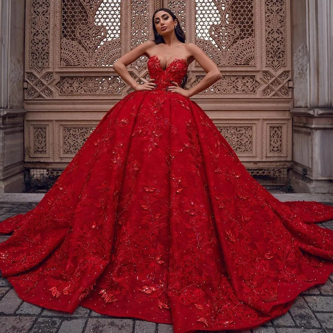 Luxurious Red Quinceanera Dress,Red Ball Gown,Red Sweet 16 Dress Y2338 –  Simplepromdress