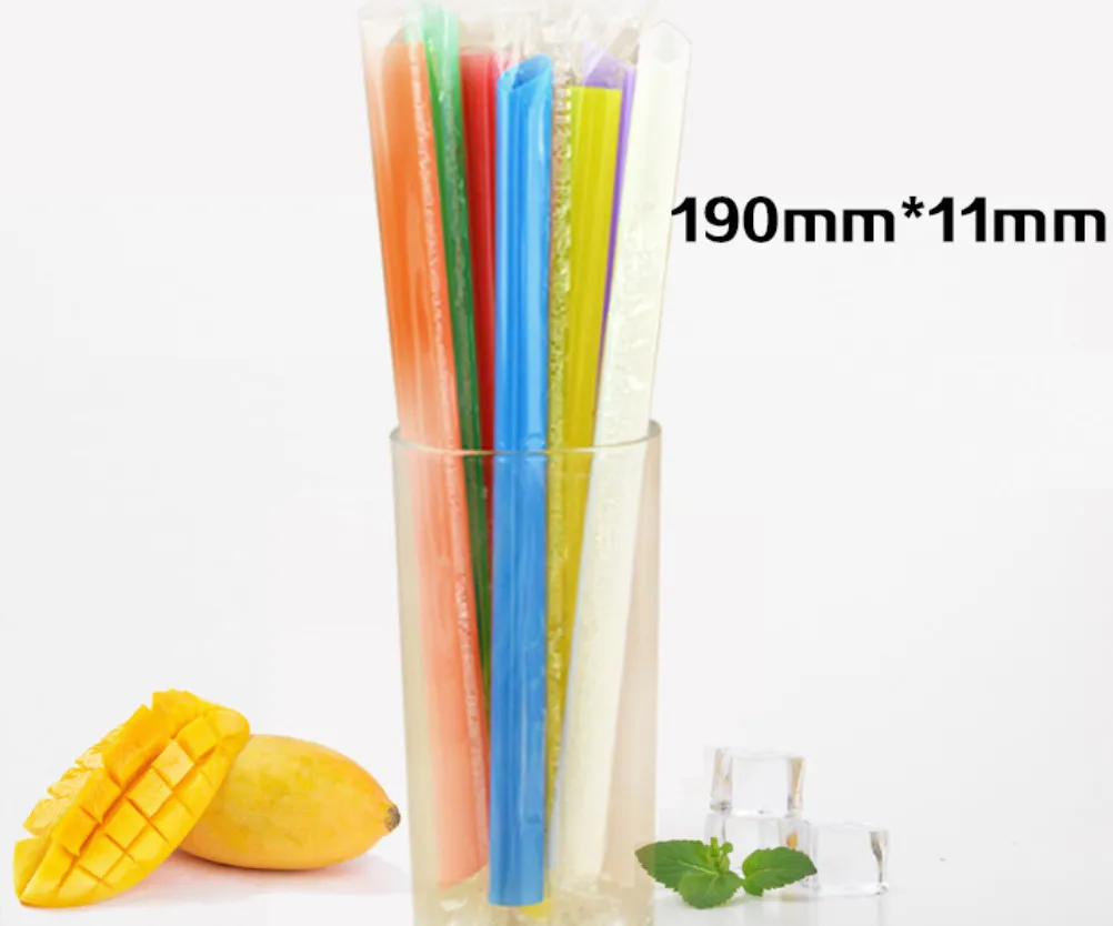 The latest 190X11MM Drinking Straws size kit = 100 pieces of disposable straw, individually packed with colored food-grade materials