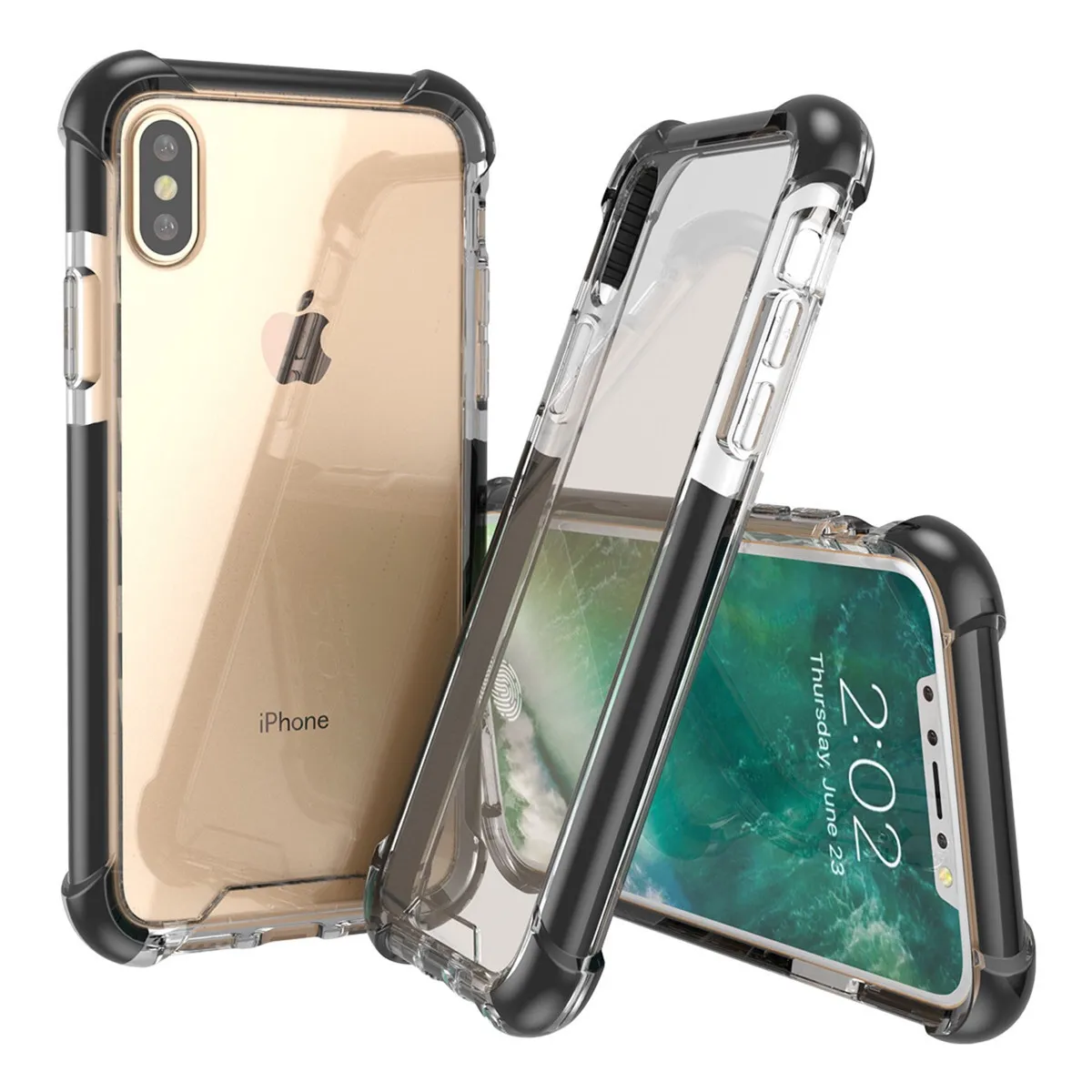 Nowe Style Cztery rogi Zagęszczone Super Anti-Falling Iphone Case Glass Acrylic Plus TPU 3 w 1 Phone Case iPhone 11Promax XS XR XSMax