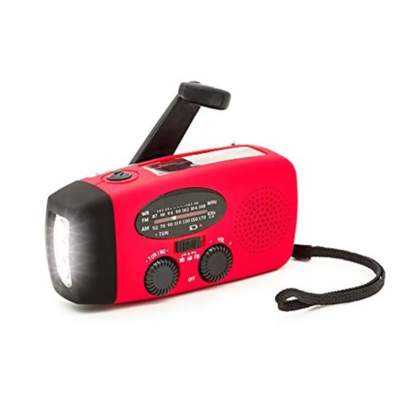 Radio d'urgence avec manivelle et lampe de poche LED pour urgence