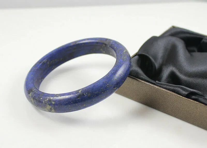 Véritable bracelet en lapis-lazuli véritablement naturel afghan, taille 60 mm + boîte