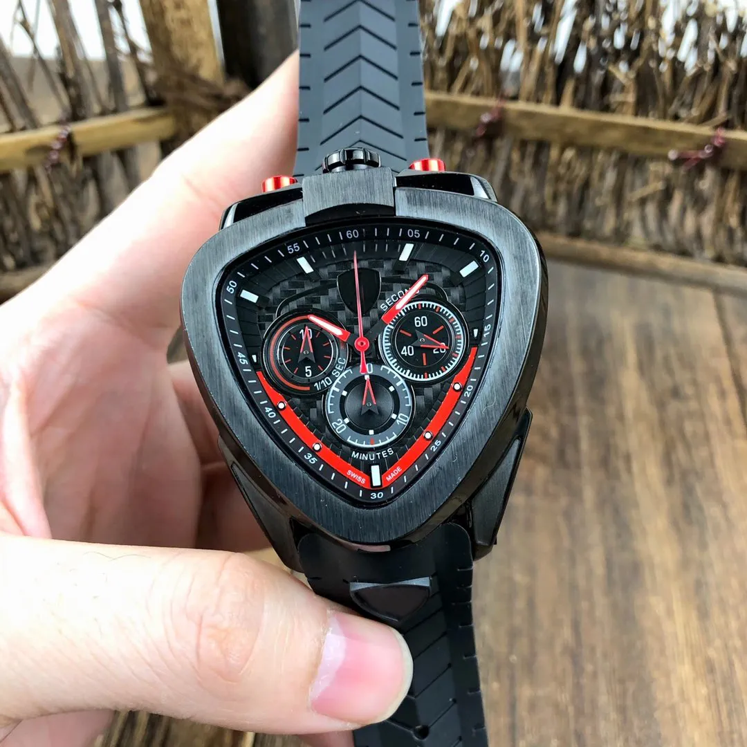 Men's Luxury Stainless Steel Chronograph Watch with Rubber Strap - Sapphire Crystal, Quartz Movement, Sport Style Men's Luxury Stainless Steel Chronograph Watch with Rubber Strap - Sapphire Crystal, Quartz Movement, Sport Style