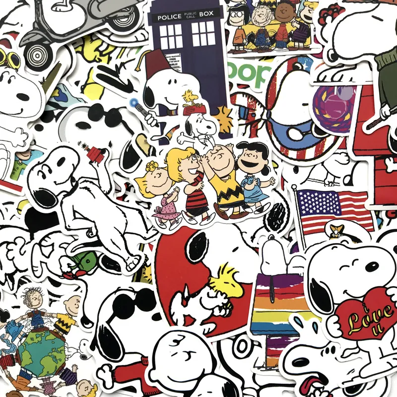 Funny Cute Snoopy Stickers For Laptop Car Styling Phone Luggage Bike  Motorcycle Mixed Cartoon Pvc Waterproof Cartoon Decal From Royal120, $2.26