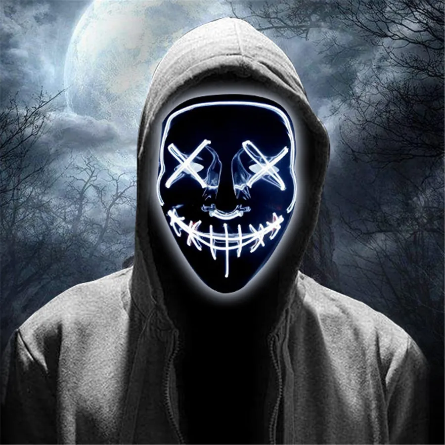 LED SCARY HALLOWEEN MASKS GLOW SCARY LIGHT UP COSPLAY RAVE MASK FOR FESTIVALパーティー