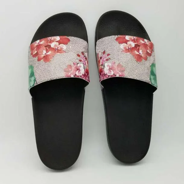 Klassische Blumen Hausschuhe Männer Frauen Sommer Design Rutschen Strand Wohnungen Unten Peep Toes Sandalen Outdoor Slipper Größe 36-45 hohe Qualität