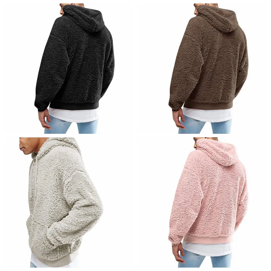 Männer Sherpa Kapuzenhaube 4 Farben Full Sleeve Hood Pullover Hoodies Sweatshirt Hip Hop Street Fleece Hoodie OOA6011