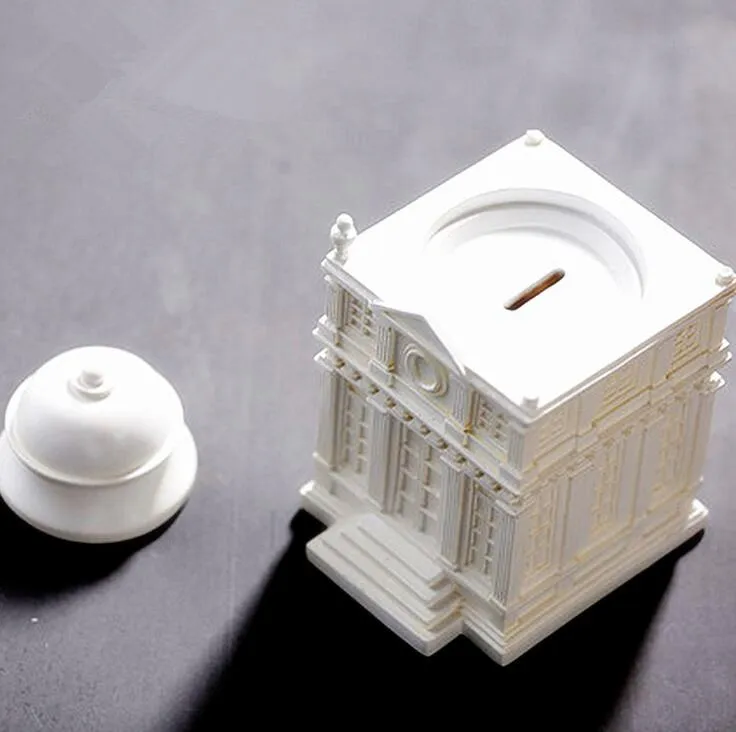 White Castle Statue Simulation House Storage Box Colophony Crafts Building Home Study Office Villa Hotel Decoration