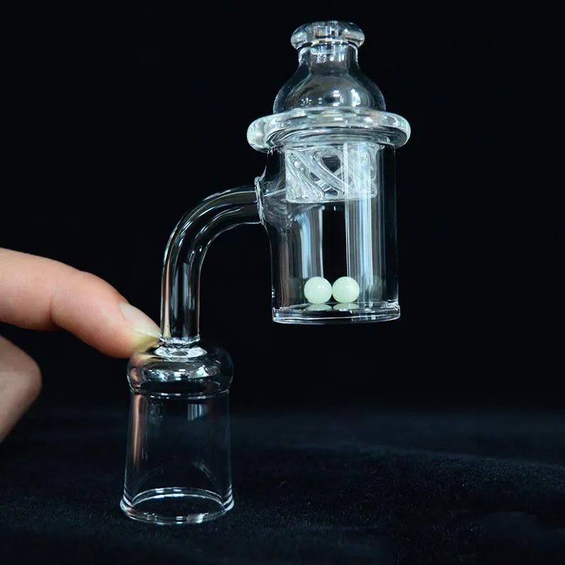 2st Quartz Banger Nail med Spinning Glass Carb Cap och 2 TERP Pearl Infogar Spik för glas Vattenrör Dab Rigs Drop Shipping Billigaste