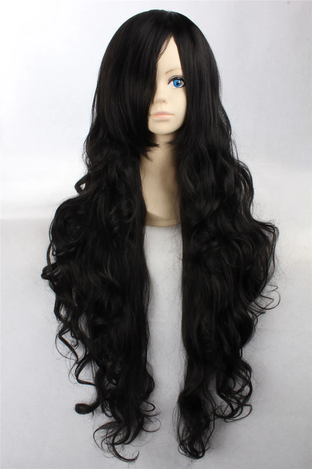 Косплей парики Naraku, Alvida Long Woly Curl Black Halloween Anime Hair