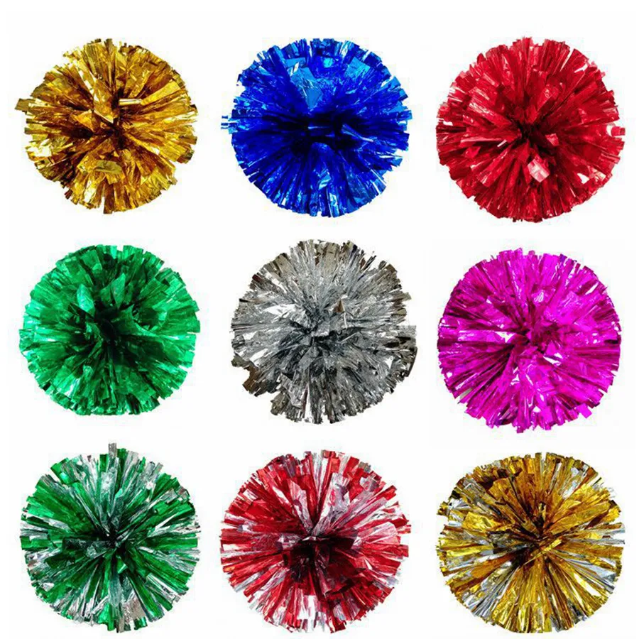 Christmas Party Pom Poms Cheerleading 50g Cheering Pompom Metallic Pom Pom Cheerleading Products Party Decoration 12styles RRA2000