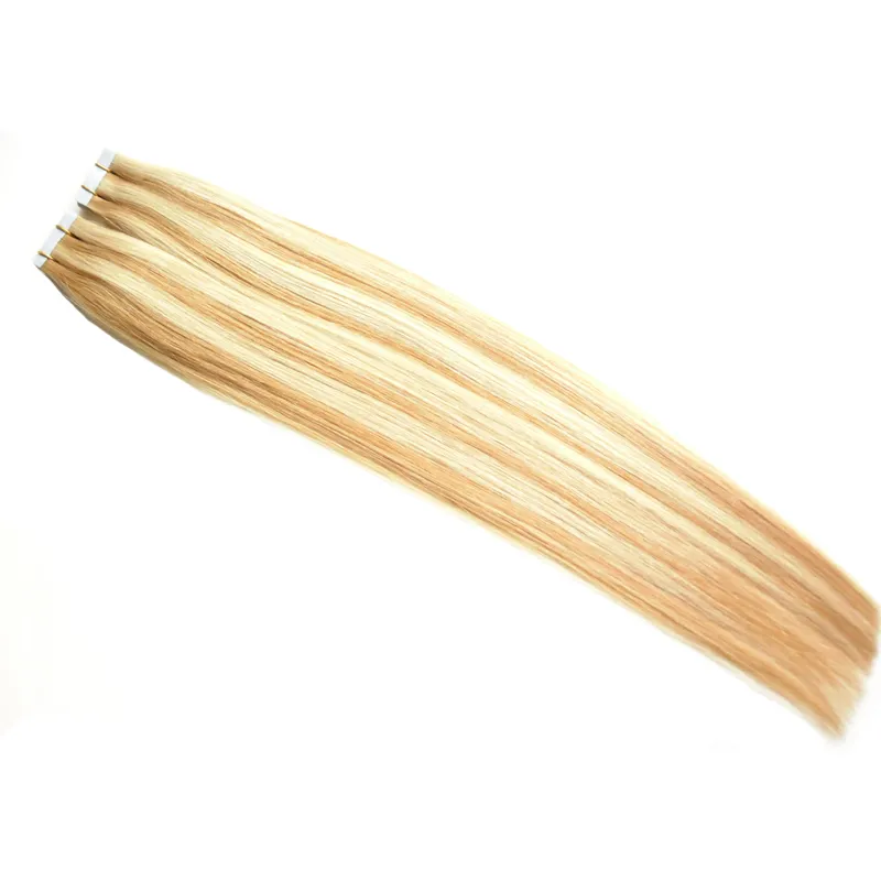 Ombre Peruvian Virgin Straight Hair 100g PU Skin Väftband i Human Hair Extensions 40 st Two Tone Tape In Hair Extensions 18 "20" 22 "24"