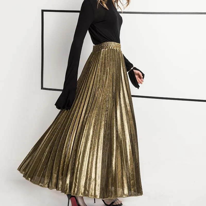 2020 Primavera Nueva llegada Falda plisada de acorde n de cintura alta Estilo coreano Falda vintage Faldas Largas Elegantes Env o gratis CX200703
