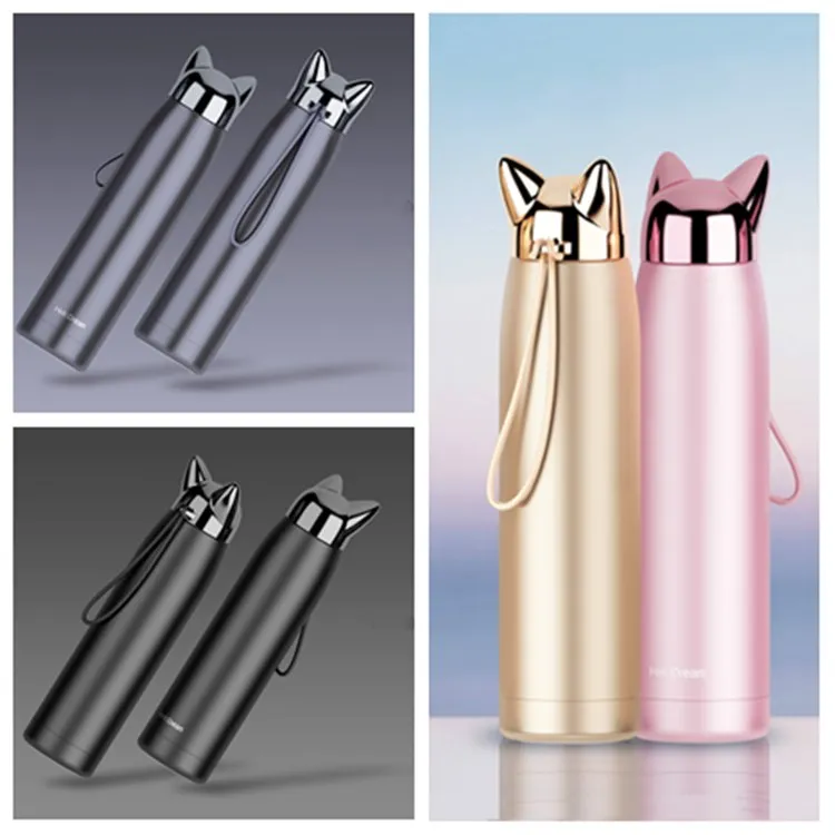 Thermos Bottle Stainless Steel Vacuum Flasks Cute Cat Ear Tea Milk