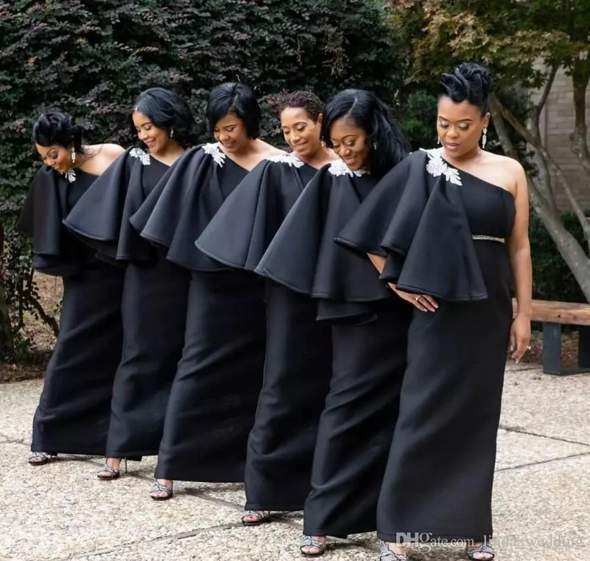 Custom-made African-inspired Black Black satin bridesmaid dresses for Summer Weddings and Parties - Affordable and Glamorous