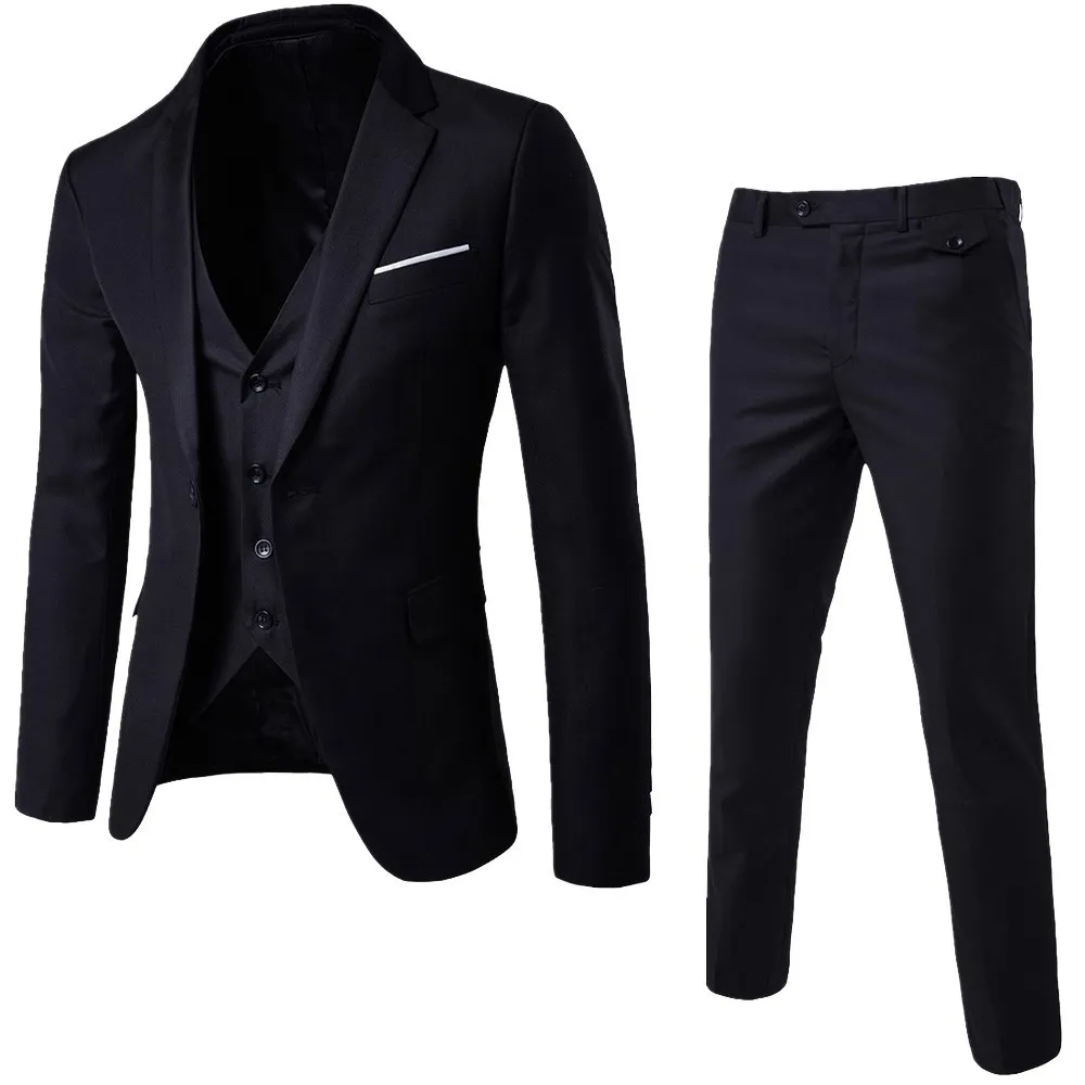 Mannen Trouwpak Mannelijke Blazers Slim Fit Pakken Voor Mannen 3-delig Pak Blazer Zakelijke Bruiloft Jas Vest Broek