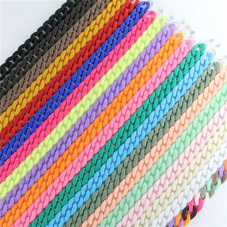 20 Solid Candy Colors Fashion Acrylic Eyewear Glasses Link Hanging Neck Sunglasses Chain Eyeglasses Wholesale