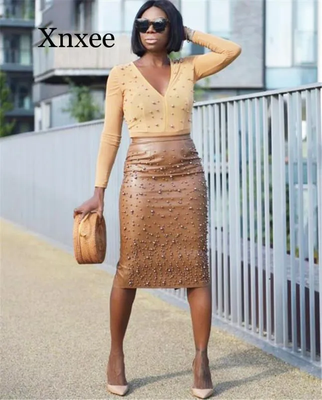 Leather pencil skirt office sale