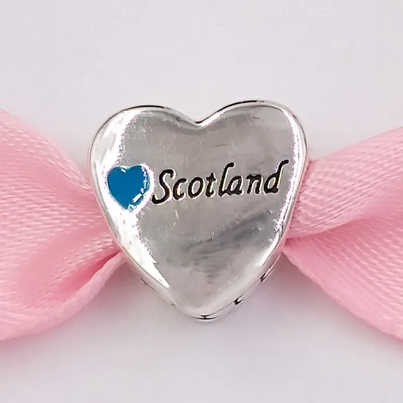 Энди Джевел 925 Серебряные серебряные бусины Шотландия Лав Сердце очарование подходит для европейских ювелирных изделий в стиле Пандоры.