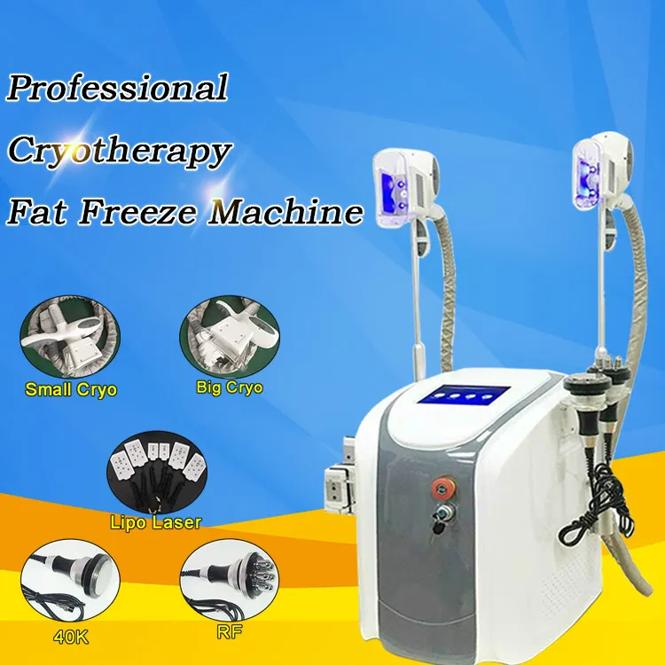 Cryolipolysis Fat Freezing Machine Midjan Slimming Cavitation RF Machine Lipo Laser 2 Cryo Heads kan fungera samtidigt CE