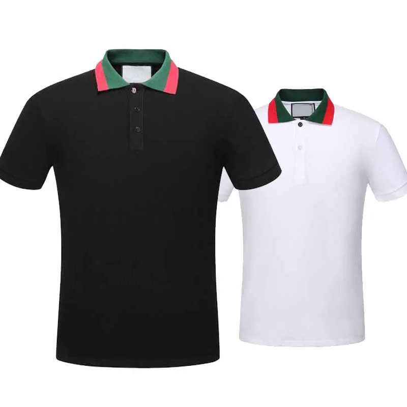 Moda-2017 Polo in cotone estivo di alta qualità Colletto con stampa a colori di marca Strade di alta qualità nero bianco