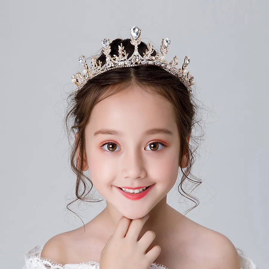 Dondurulmuş Prenses Kristal Taç Yapay elmas Tiaras Alaşım Gelin Headdress el yapımı Craft Saç Aksesuarları Çocuklar Çelenk Kadınlar Garland