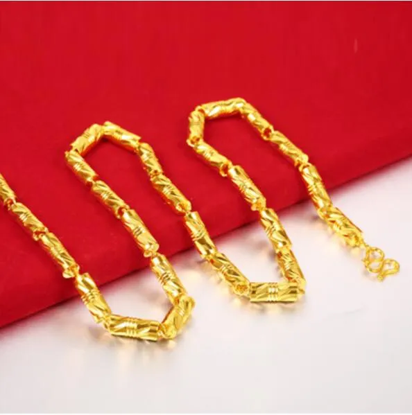 2019 sand gold necklace male authentic 999 gold jewelry authentic Thailand big gold chain thick beads long time not fade231e