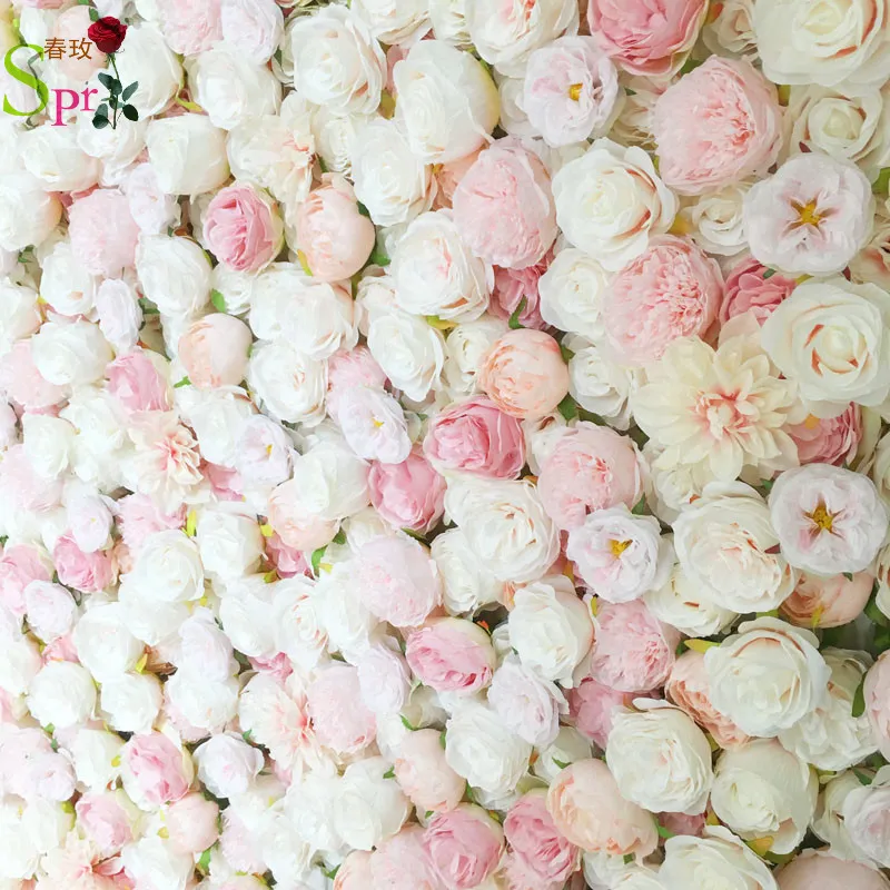 Spr 4ft*8ft blush roze bruiloft Rose Rol Up Bloem Wand achtergrond Artificiële bloemtafel Middelpunt Rangschikking Decoratief