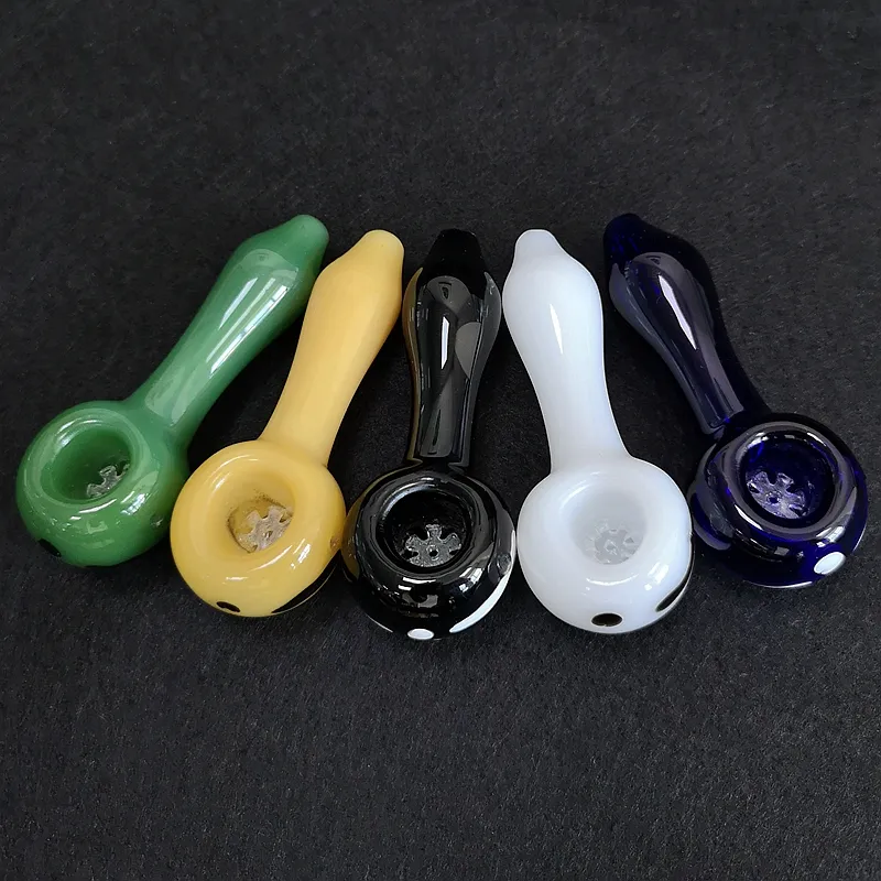 Wholesale Glass Spoon Pipes Smoking Pipe Heady Colors Hand Made Pipes Mini Dab Oil Burner Glass Pipe SW72-73