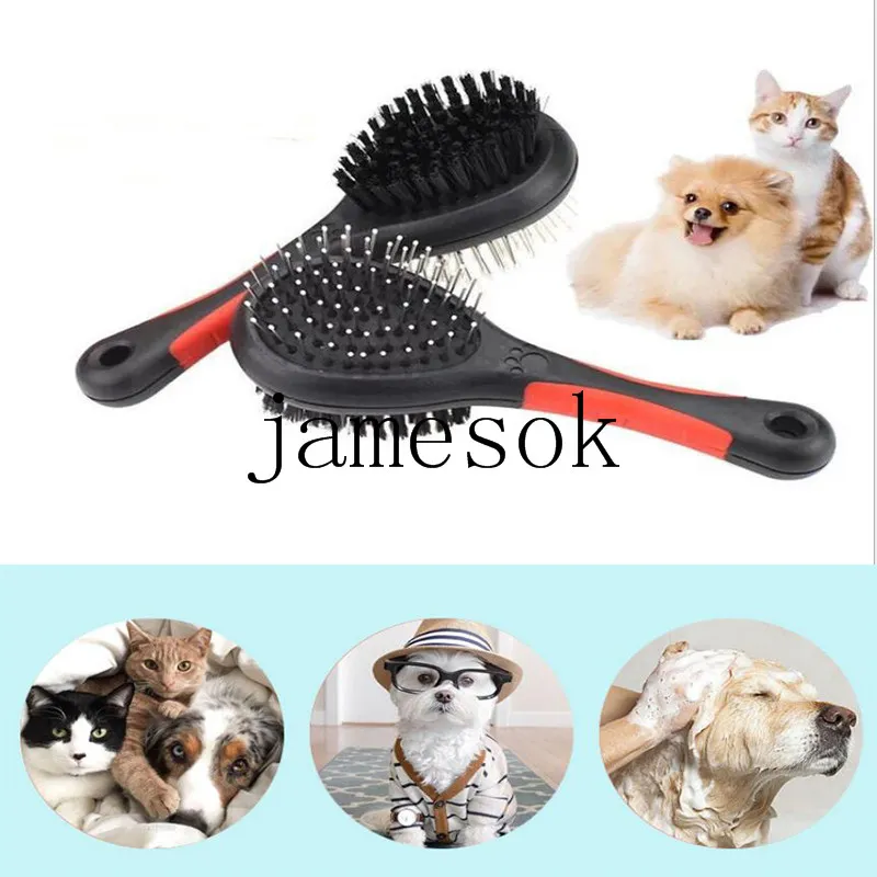 Spazzola per capelli a doppia faccia per cani Pet Cat Grooming Strumenti per la pulizia Pettine per massaggio in plastica con ago DHL DC199