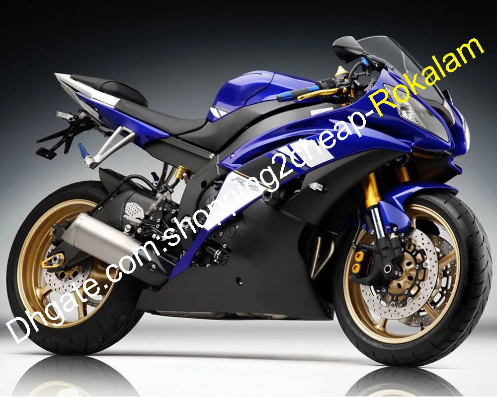 YZF R6 Fairings för Yamaha YZF600 YZFR6 08 09 10 11 12 13 14 15 16 Blue Black White Fairing Kit (formsprutning)