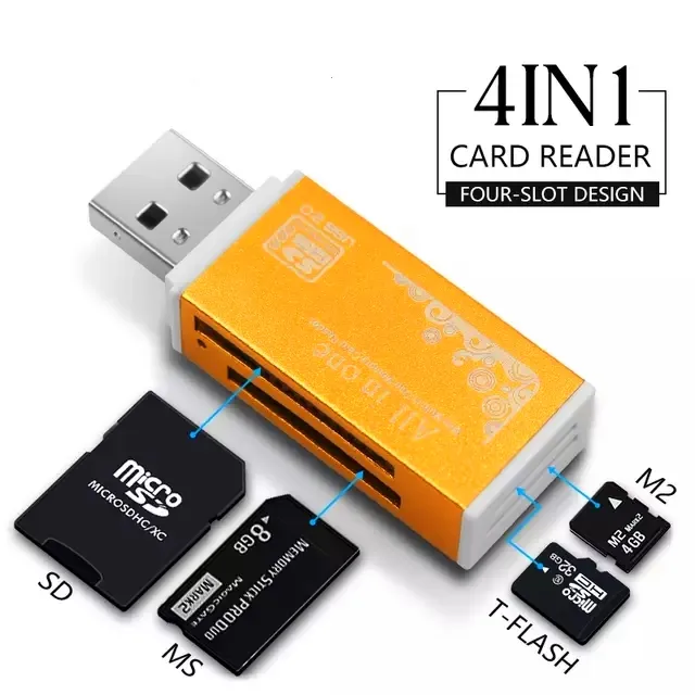 Allt i en USB 2.0 Multi Memory Card Reader för Micro SD / TF m2 mmc sdhc ms pinne