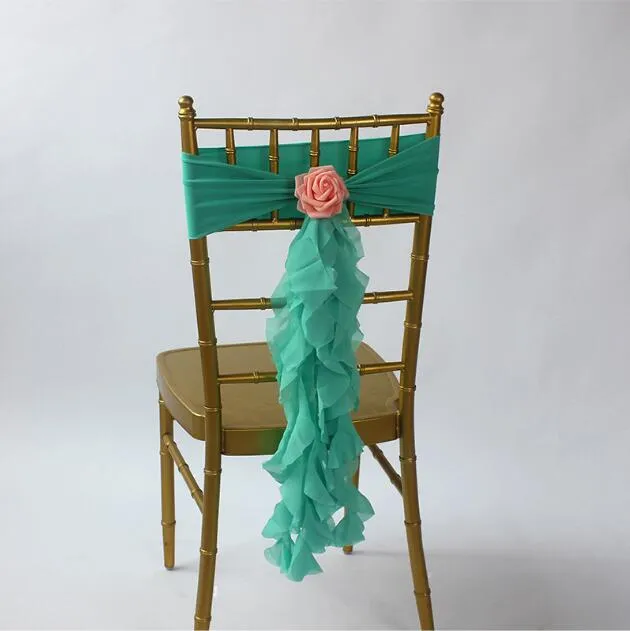 Wholesale curly chair covers sash wedding chair cover Elegant decoration spandex pleat wedding chair sashes for banquet party decorations