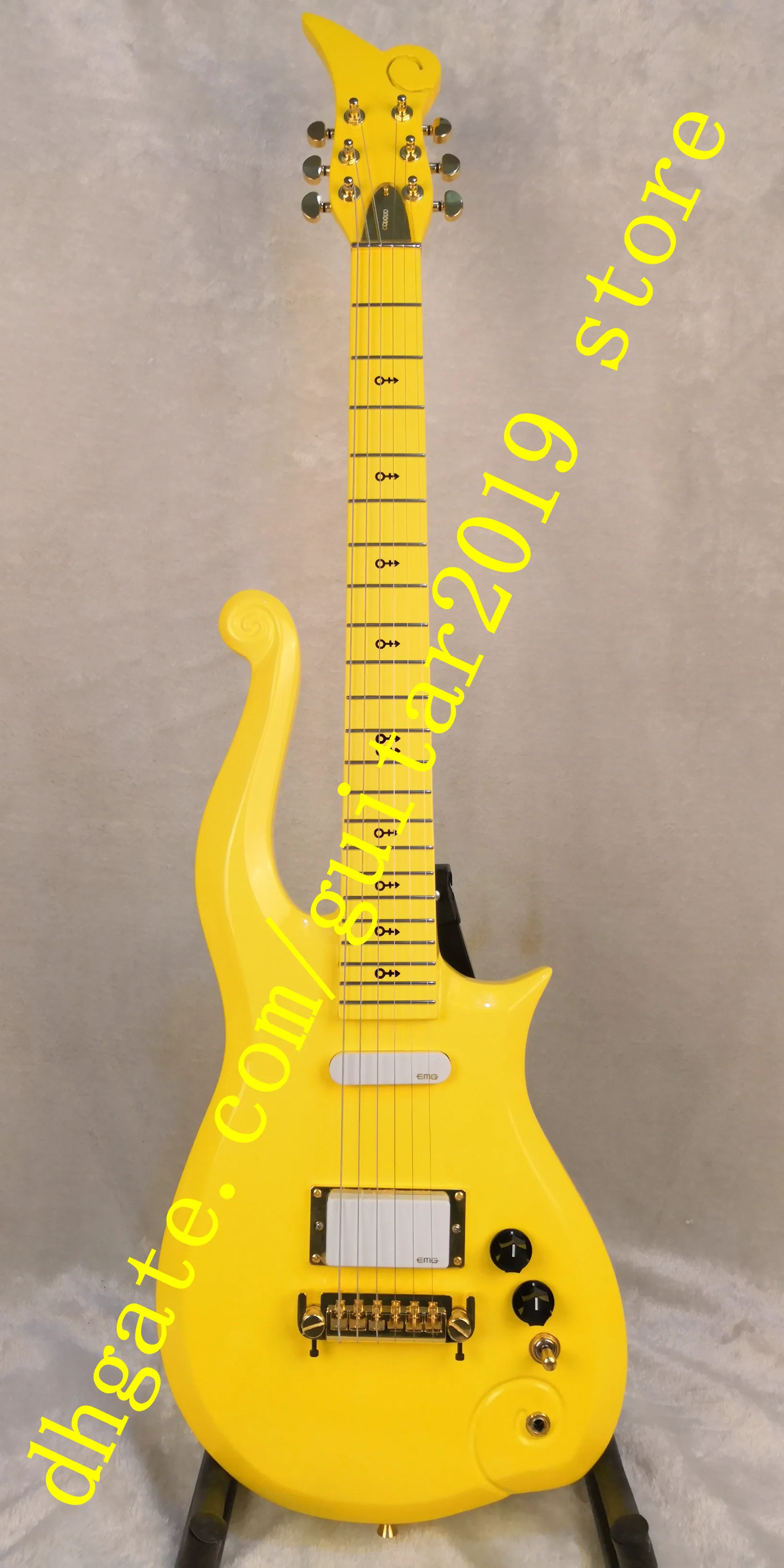 6 cordas pescoço através da parte inferior do corpo corpo de cinzas de guitarra elétrica e maple neck toda a cor amarela frete grátis