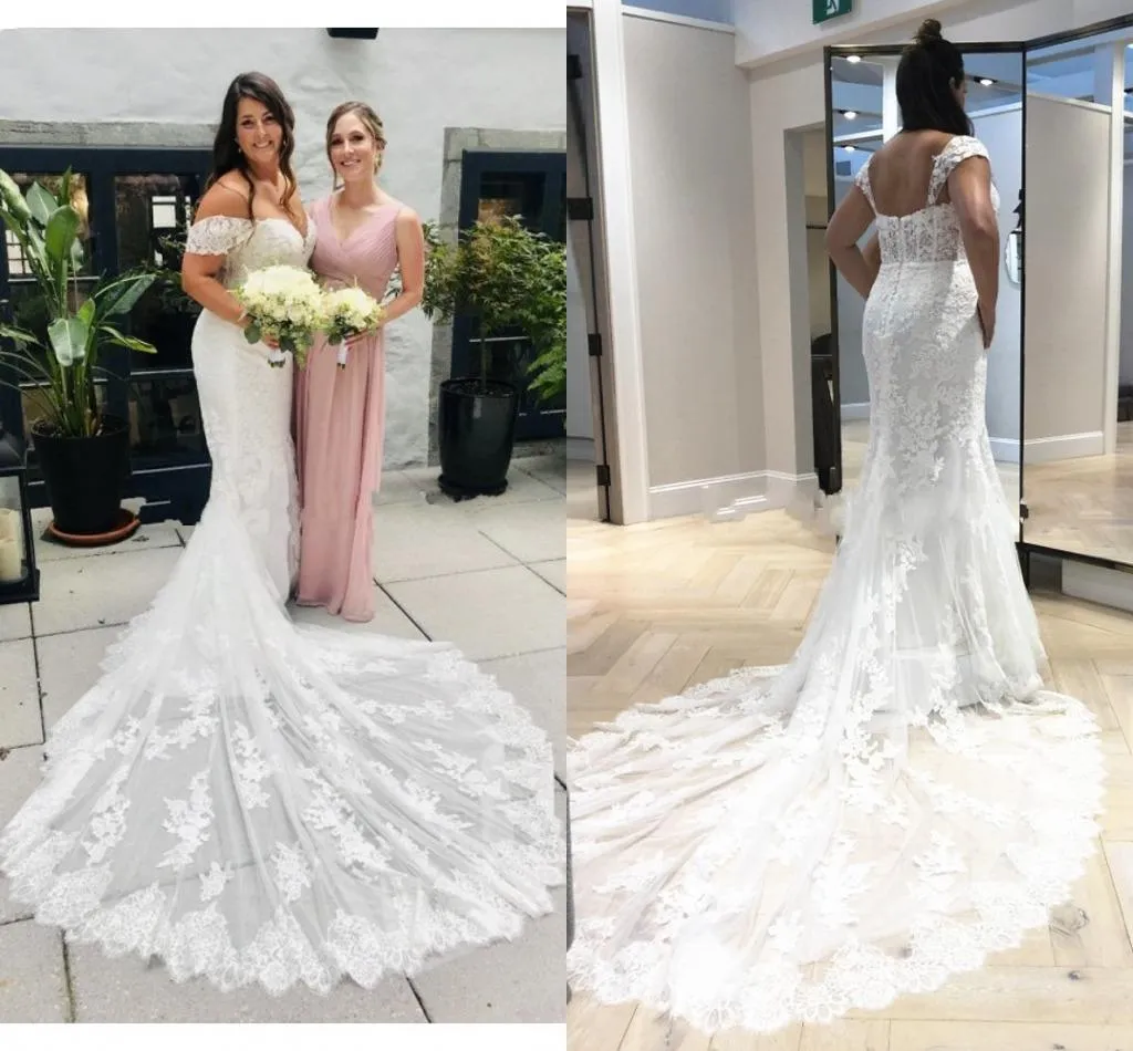 20201 Designer Mermaid Wedding Dresses Full Appliqued Lace Off Shoulder