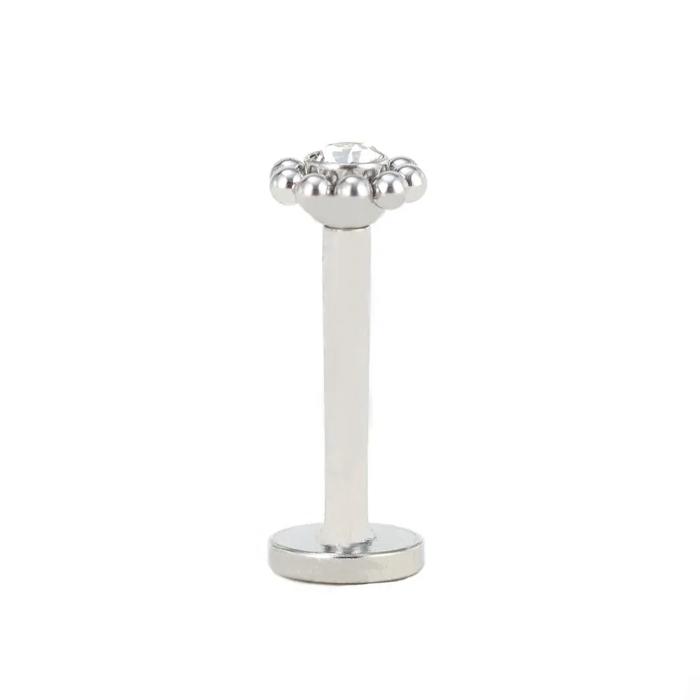 Lip Stud Labret Bar Clear Cz Gem okrągła piłka Monroe Tragus przeszywający Stalla 16G Helisa Helisa Kołowa 276L