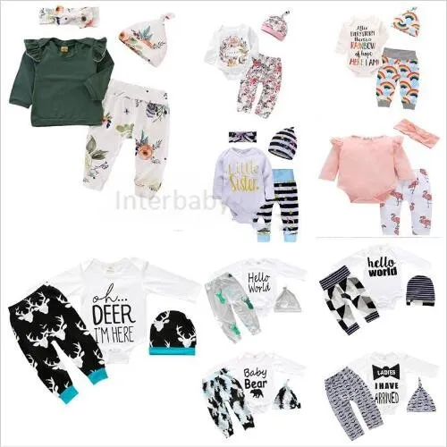 Vêtements pour enfants Filles Designer Boutique Costumes Bébé Noël Hollowen Tenues Mode Barboteuses Pantalons Chapeaux Bandeau Vêtements Ensembles 56 Style B5216