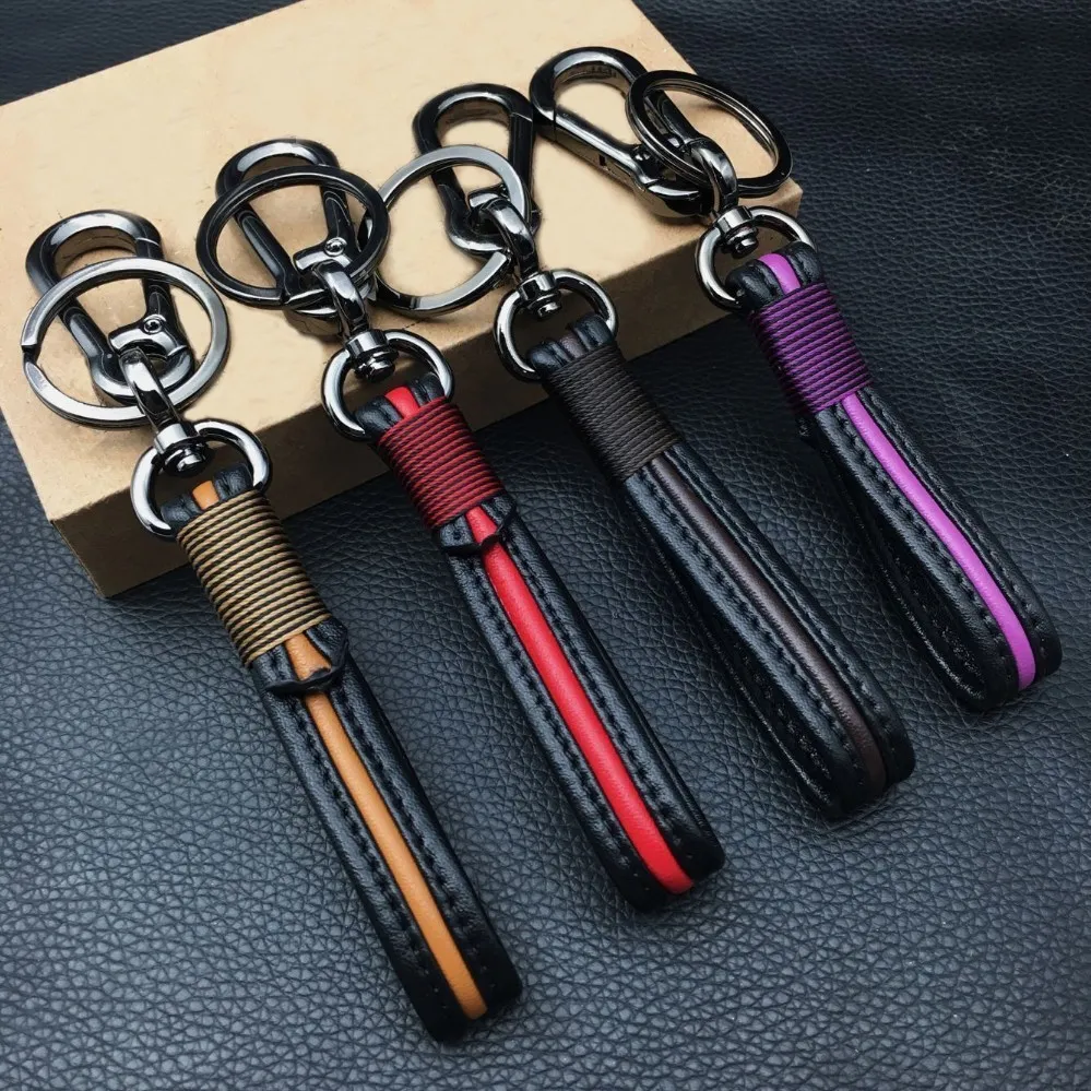 Nouveau porte-clés en cuir de mode fait à la main pendentif clé de voiture sac pour hommes accessoires en métal boucle cadeau livraison gratuite