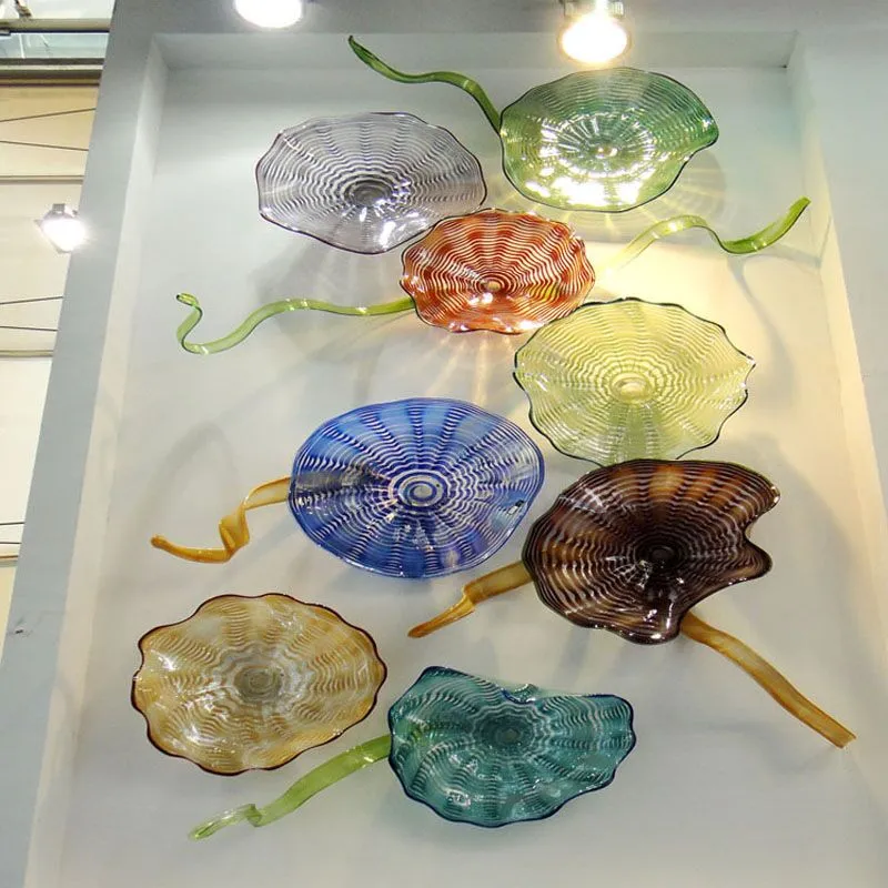 Modern Art Glass Wall Decor Blown Glass Plate for Wall Decorative Modern Art Hanging Blown Glass Plate Wall Decoration