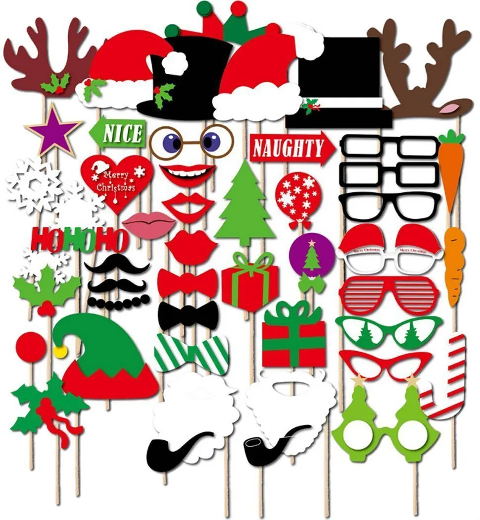 76 pcs/lot accessoires de cabine photo drôles accessoires de fête de mariage d'anniversaire masques pour Noël Halloween lèvres rouges lunettes moustache décorations de fête