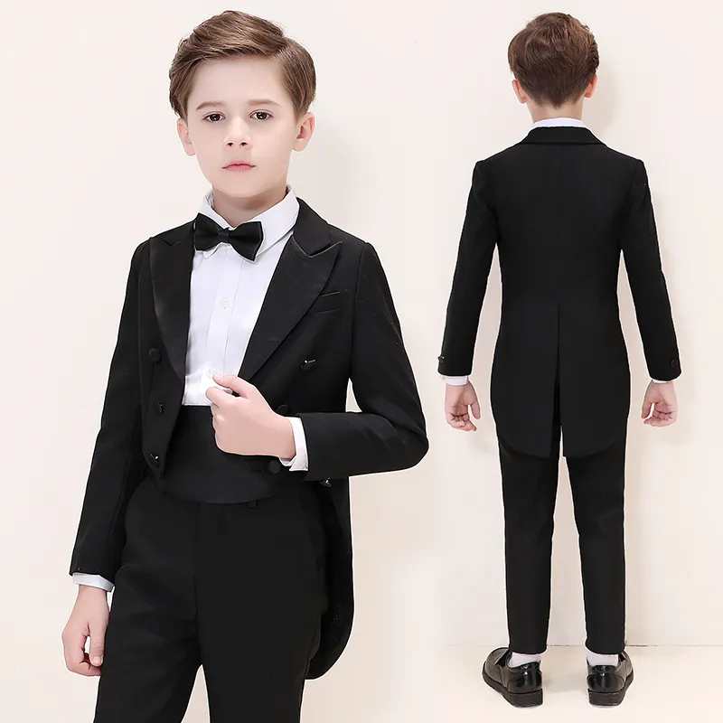 Handsome Boy's Formal Wear Peak Lapel Kid Complete Designer Handsome Boy Wedding Suit pojkar klädsel Custommade Jacket Pants Tie A54